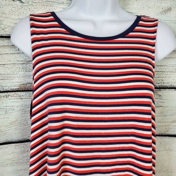 Old Navy Luxe Red White Blue Stripe Sleeveless Tank Top Women’s Medium - Picture 2 of 6